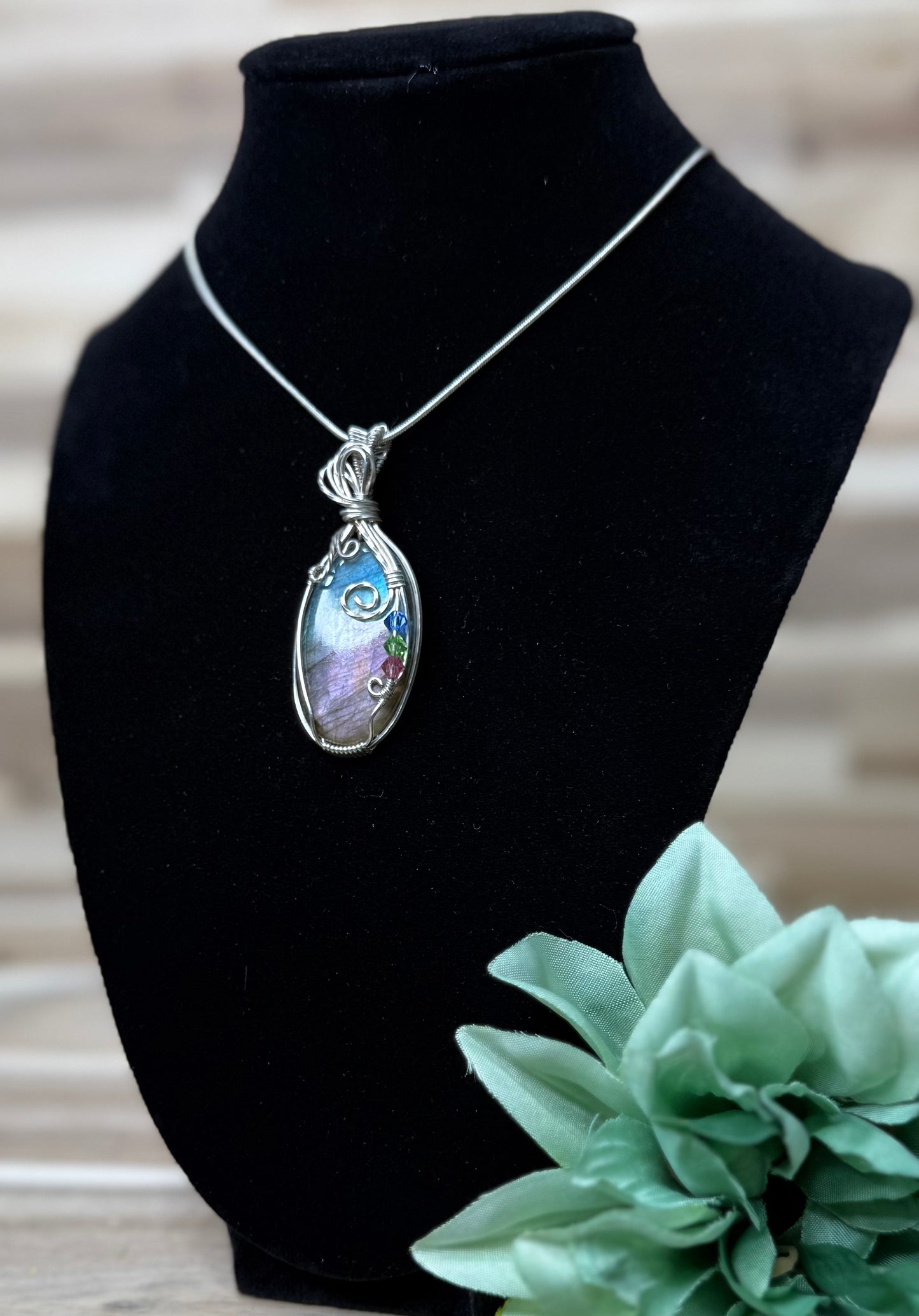 Blue/Pink Labradorite Necklace