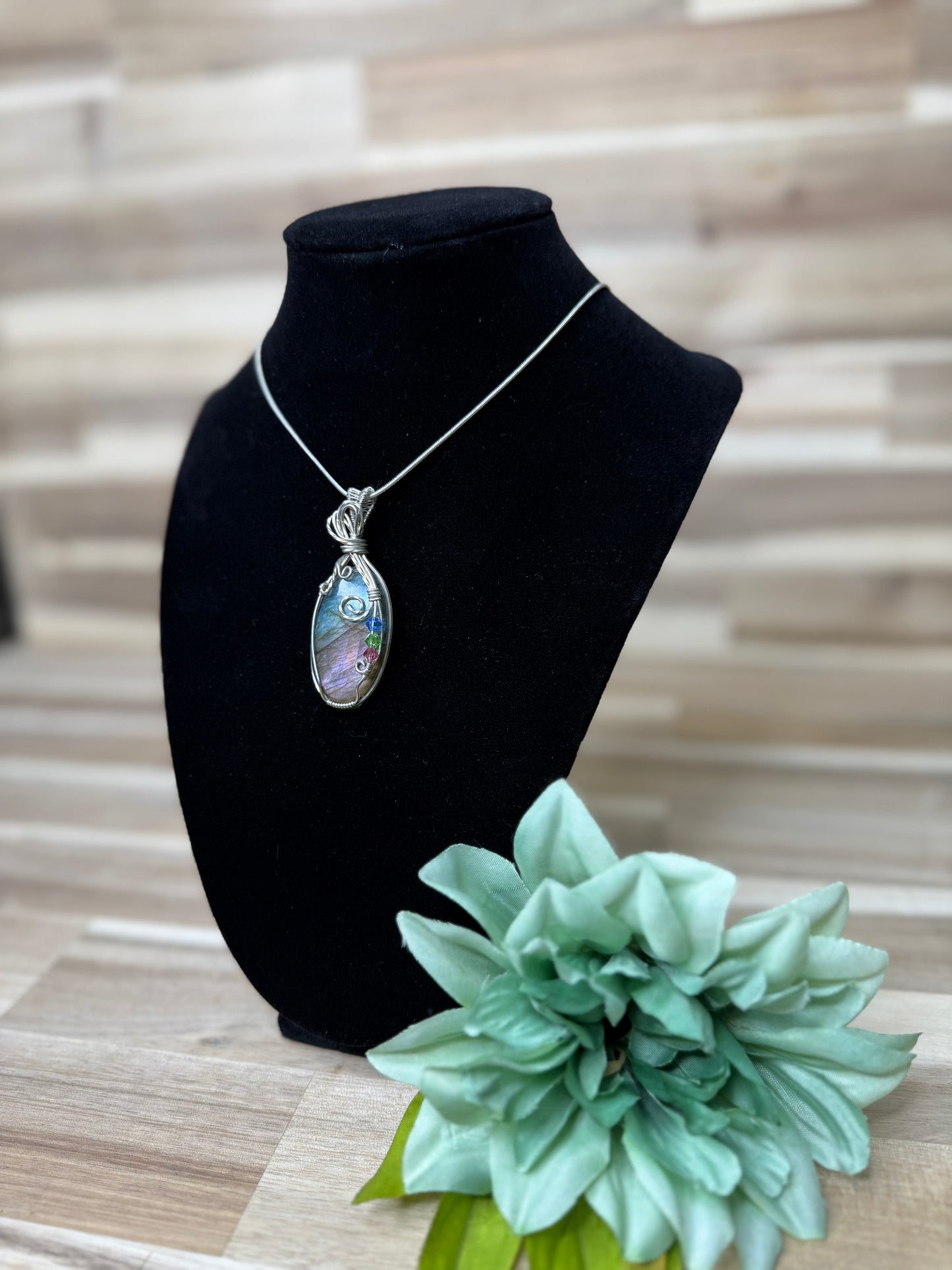 Blue/Pink Labradorite Necklace