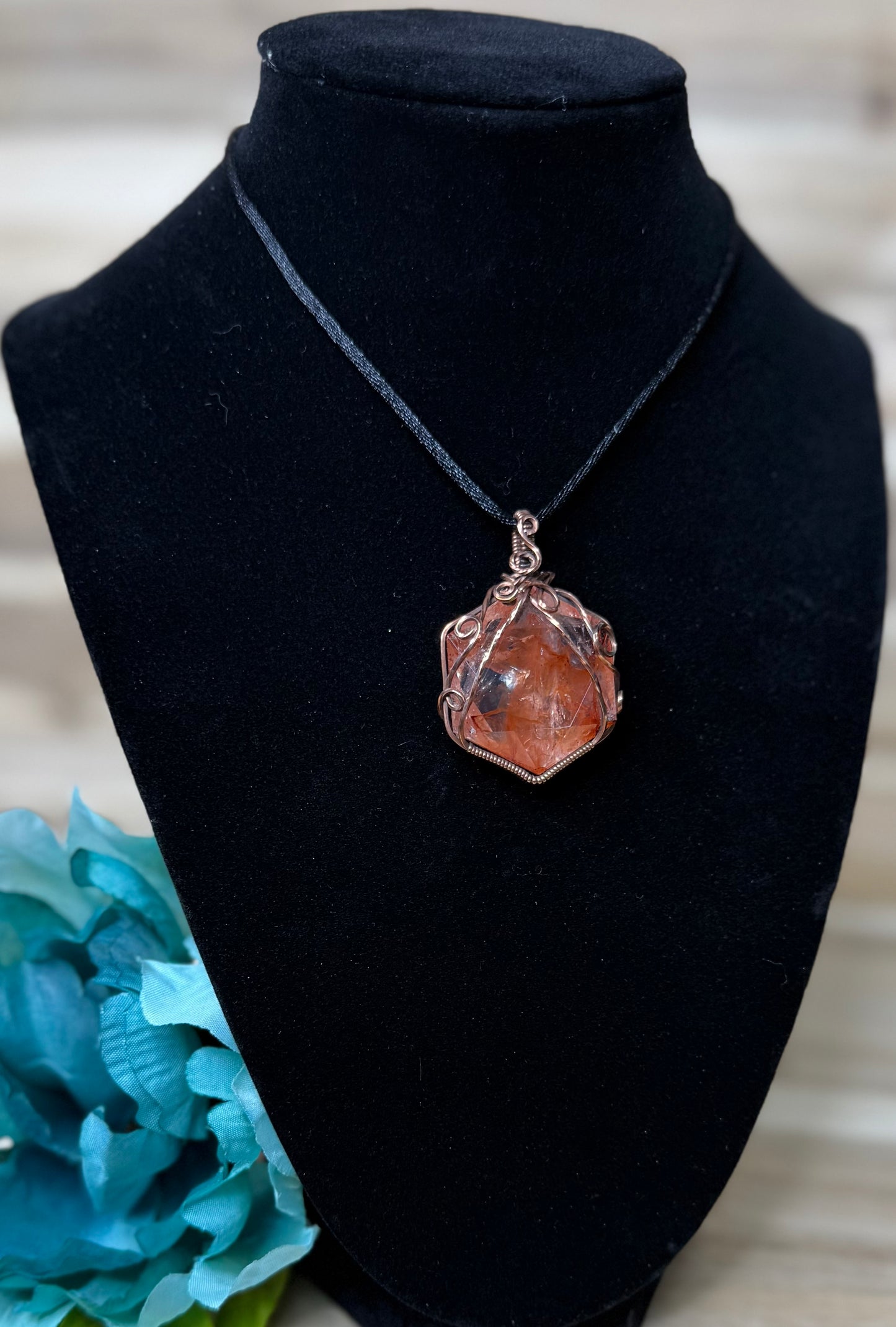Fire Quartz Hexagon Pendant