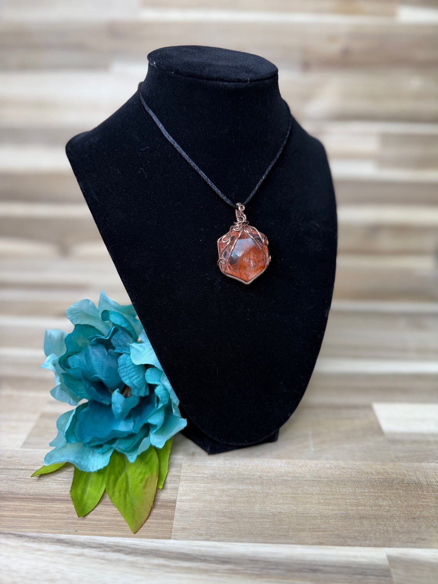 Fire Quartz Hexagon Pendant