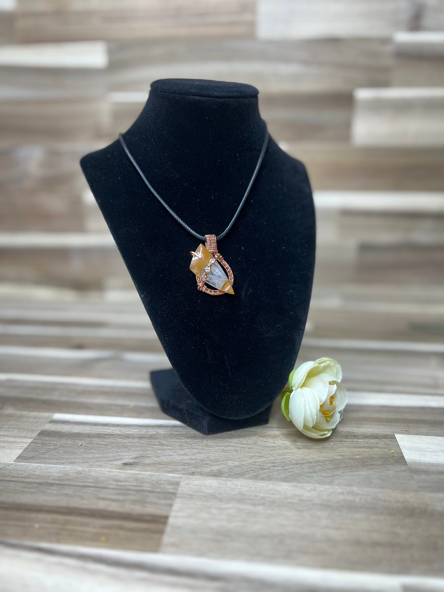 Orange Chalcedony w/ clear facets Pendant