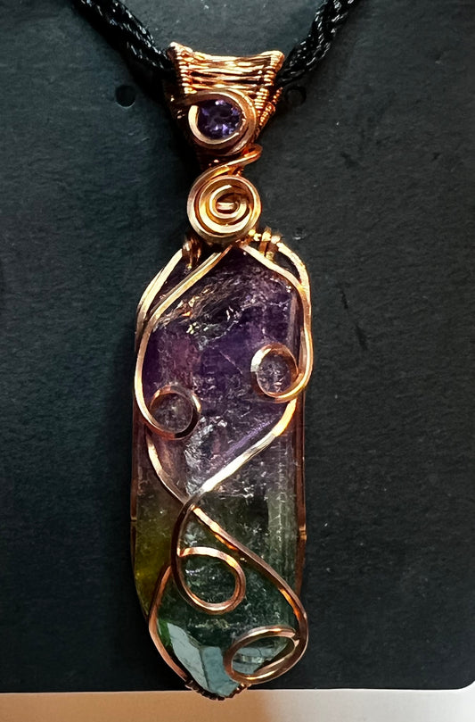 Aura Quartz w/Amethyst accent Necklace