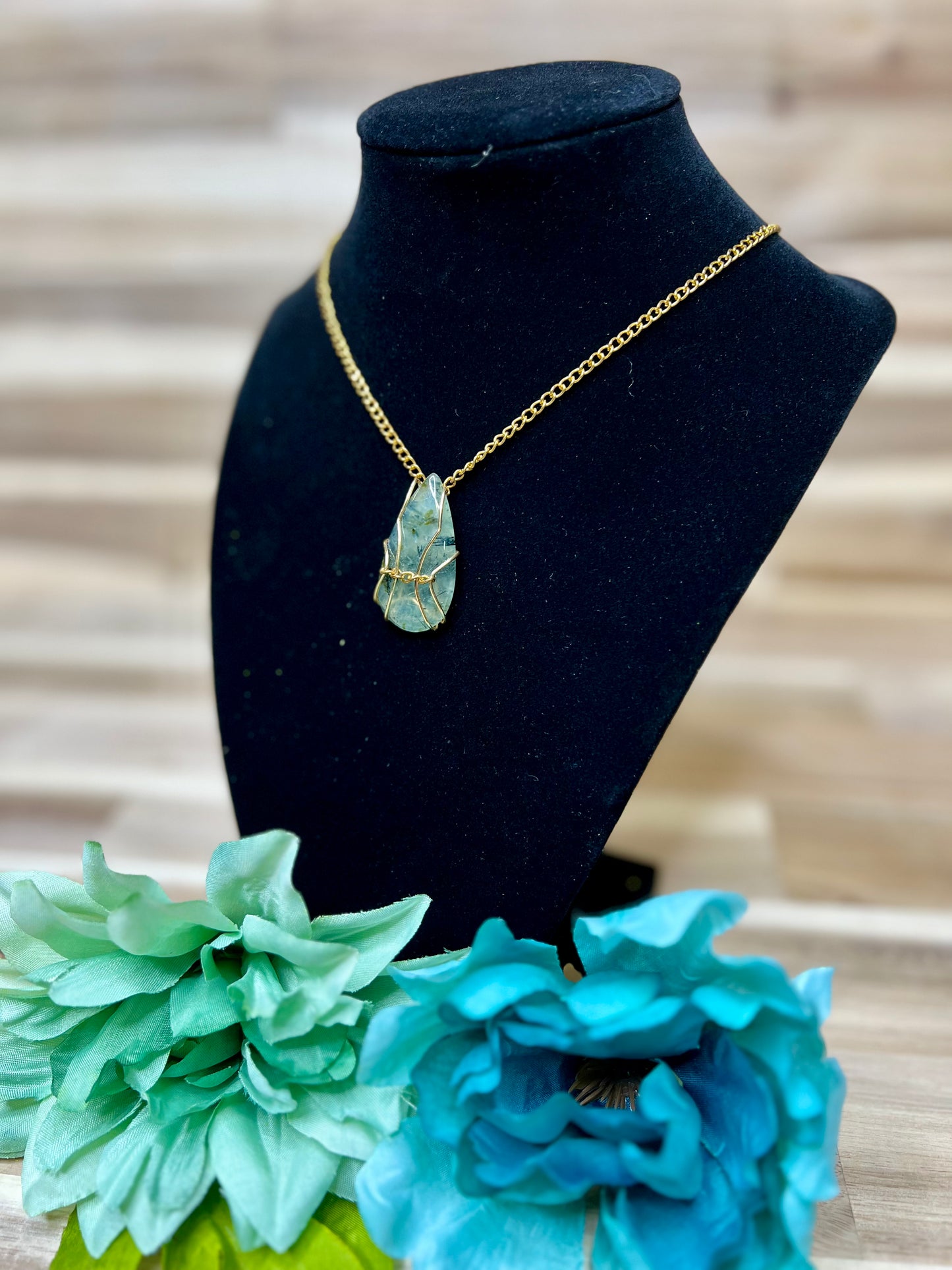 Prehnite with Epidote Pendant