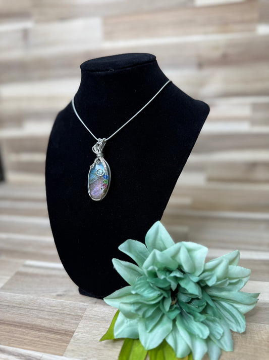 Blue/Pink Labradorite Necklace