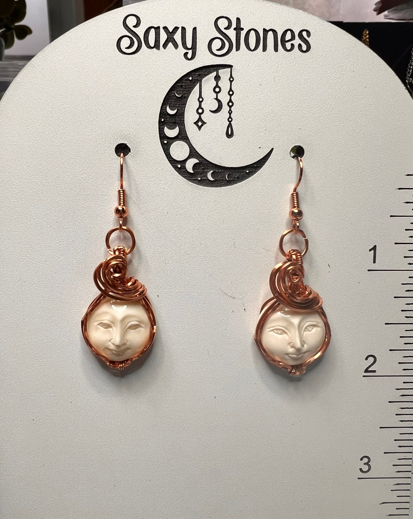 Bone Moon Face Earrings