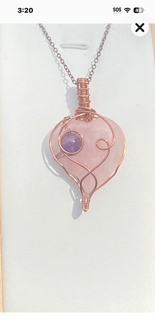 Rose Quartz with Amethyst Bead
