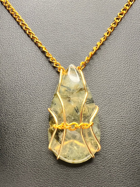 Prehnite with Epidote Pendant