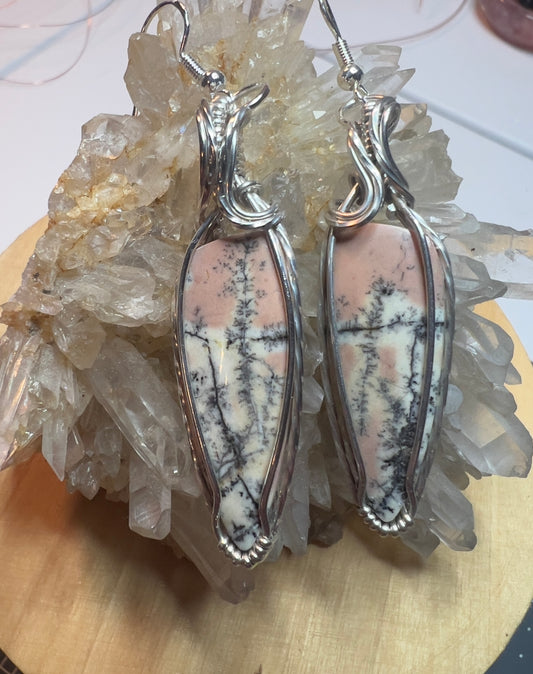 Pink Dendritic Agate Earrings