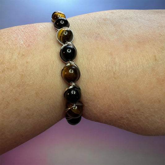Black Obsidian/ Tiger Eye Bangle