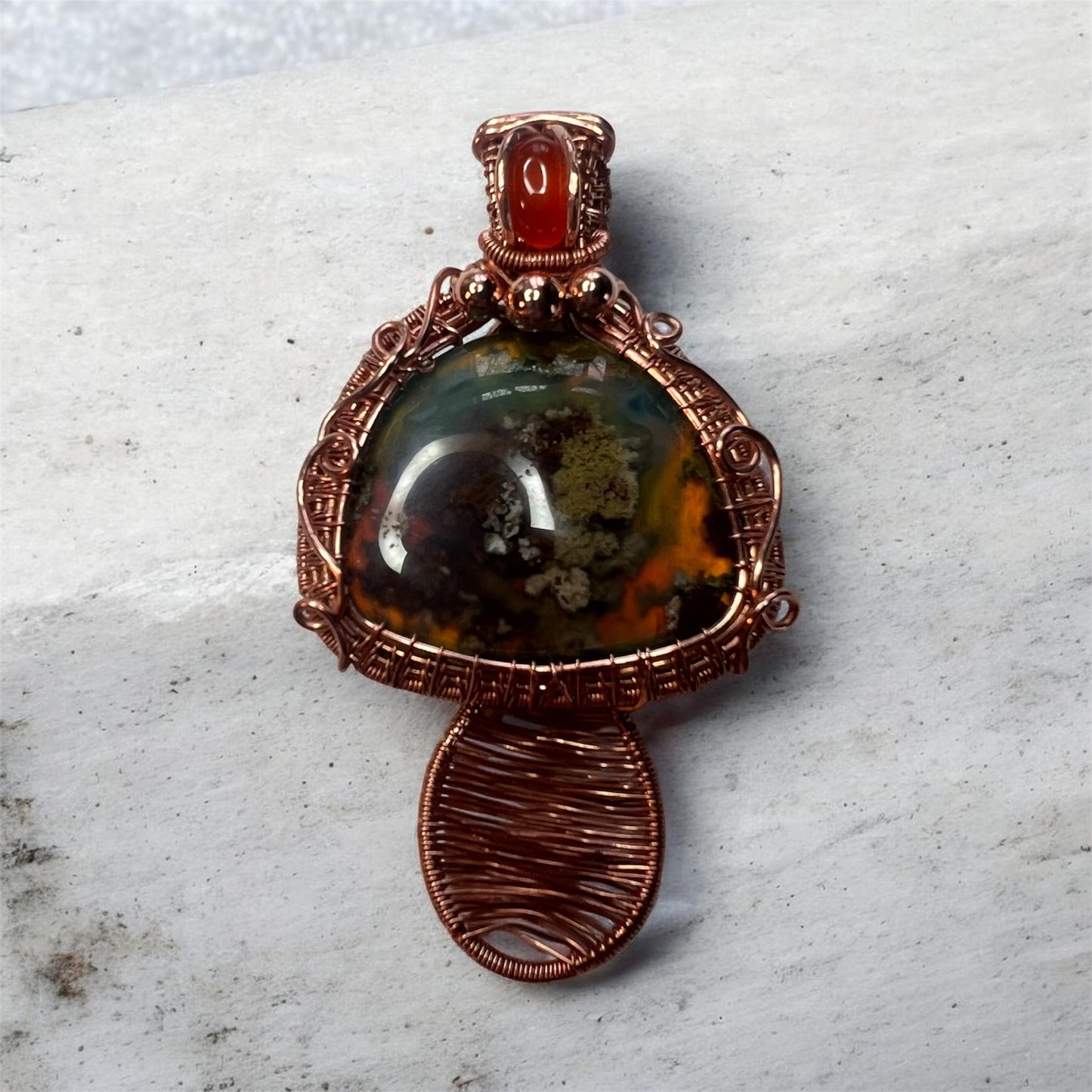 Scenic Moss Agate Mushroom Pendant