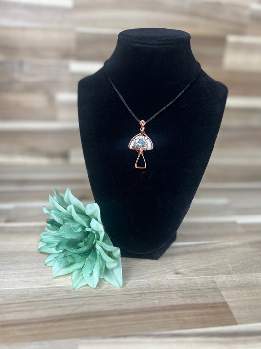Solar Agate Eye Moss Mushroom Pendant