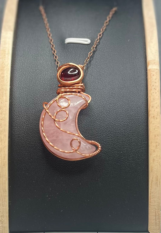 Rose Quartz Moon Necklace