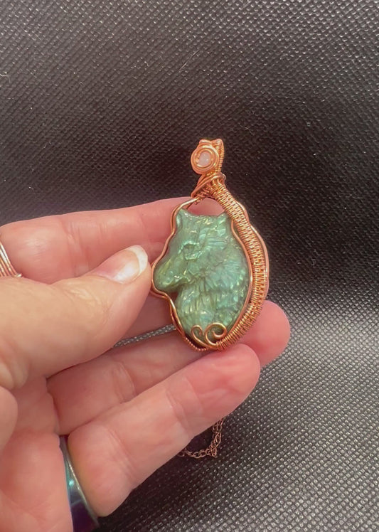Labradorite Wolf Head